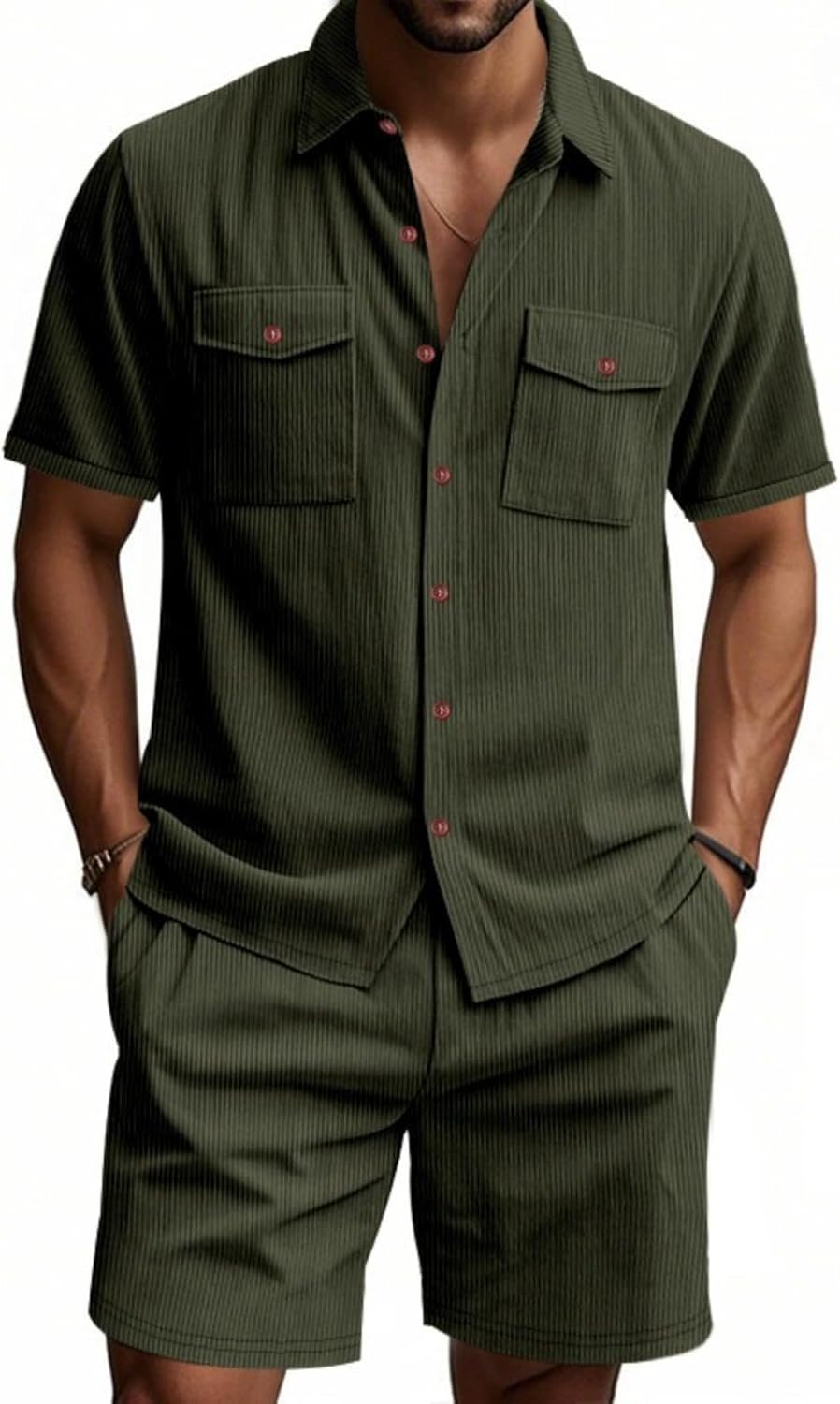 Men's Athletic Outfits 2 Piece Sets Summer Breathable Short Sleeve T-Shirt and Mesh Shorts