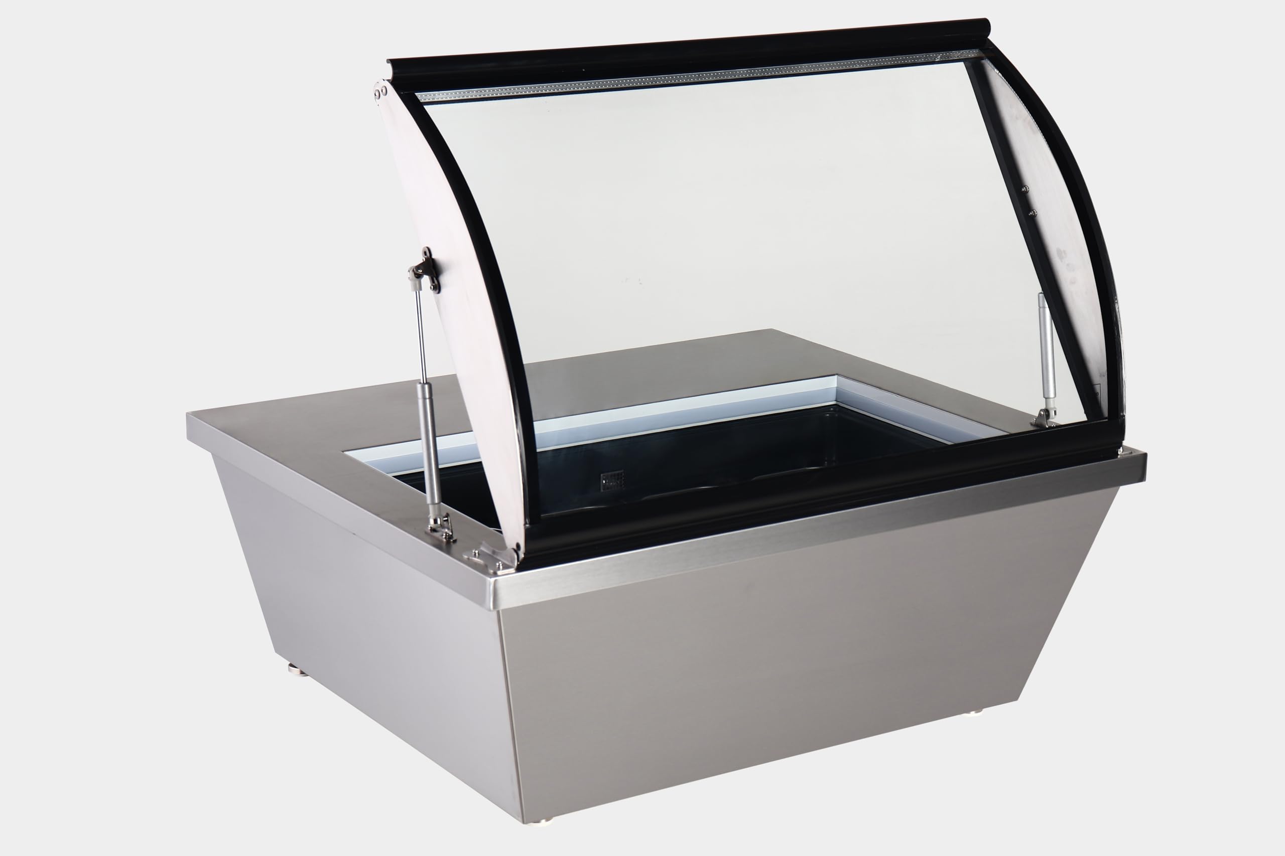 METRO Professional Vitrina de Sobremesa para Helados GIV1087C, 86.7x73.5x44.6 cm, 20 L, 4 Cestas, Tapa de Vidrio, Plata