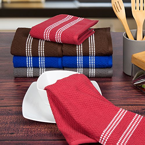 image for Lavish Home 8-Piece Combed Cotton Kitchen Towels Set - Absorbent Popco
