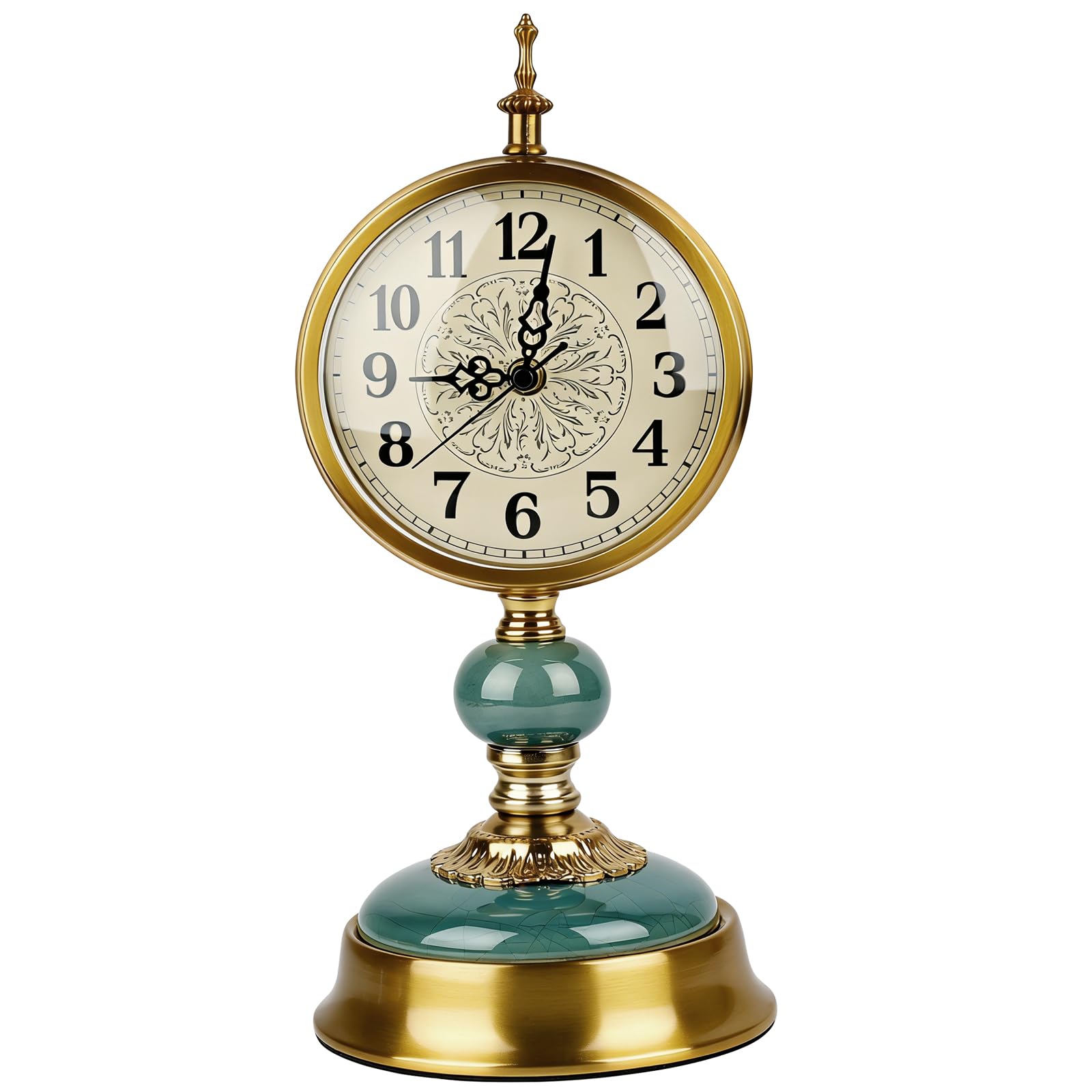 Vintage Tischuhr Gold, Antike Metall Schreibtischuhr Batteriebetrieben für Kaminsims, Wohnzimmer, Tischdekoration, Schlafzimmer, Wohnzimmer