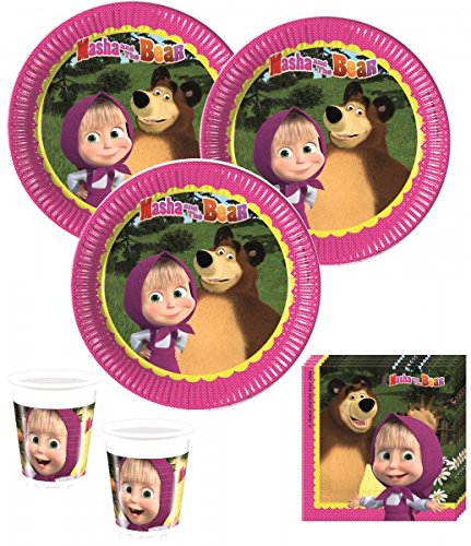 KPW 36 Piezas mascha y el Oso Party Set Decorativo para 8 niños