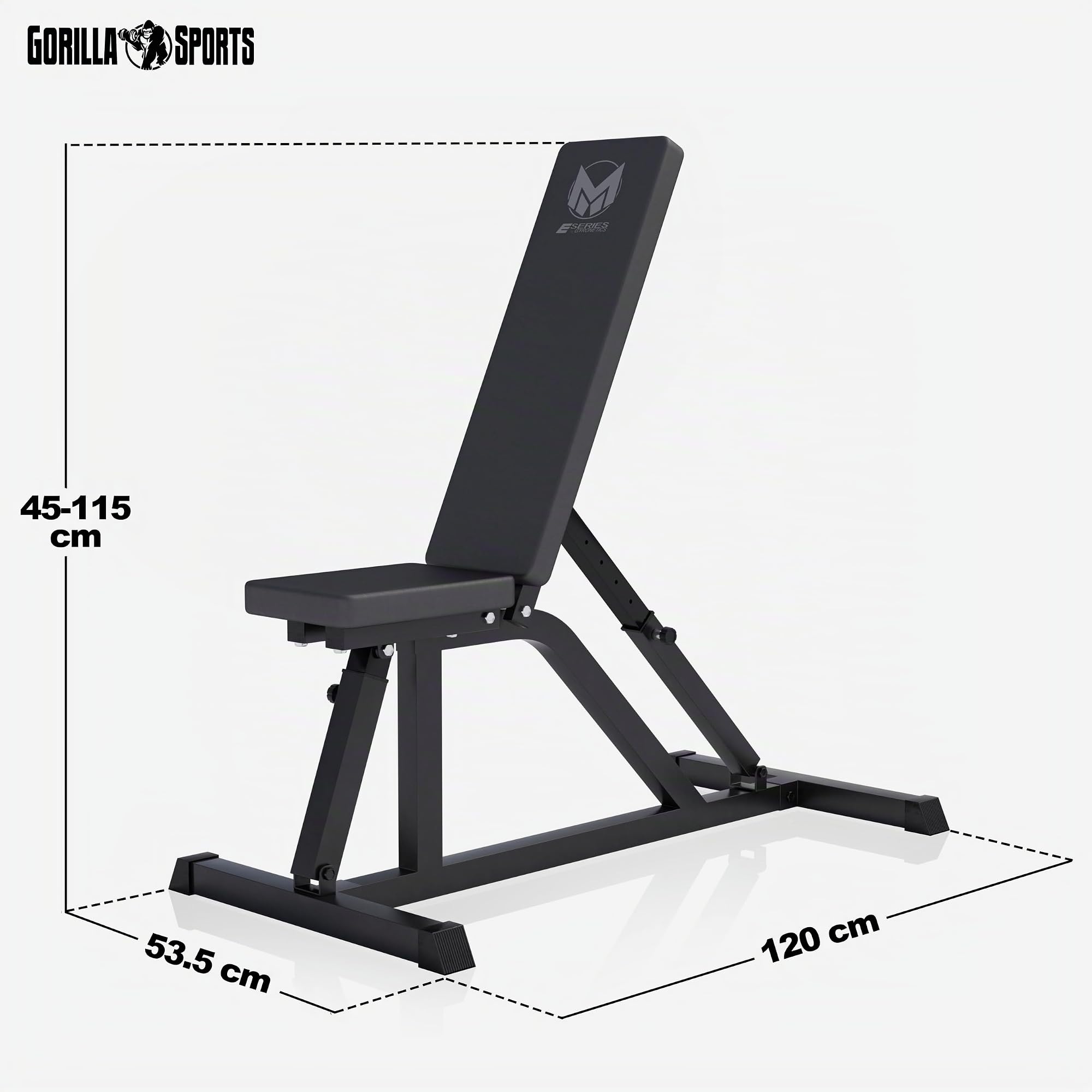 GYRONETICS® Hantelbank, 8-fach Rücken, 3-fach Sitz, bis 200 kg, Stahl | Stahlrohrrahmen, Kunstlederpolster und rutschfeste Füße; Schrägbank, Flachbank, Trainingsbank, Weight Bench
