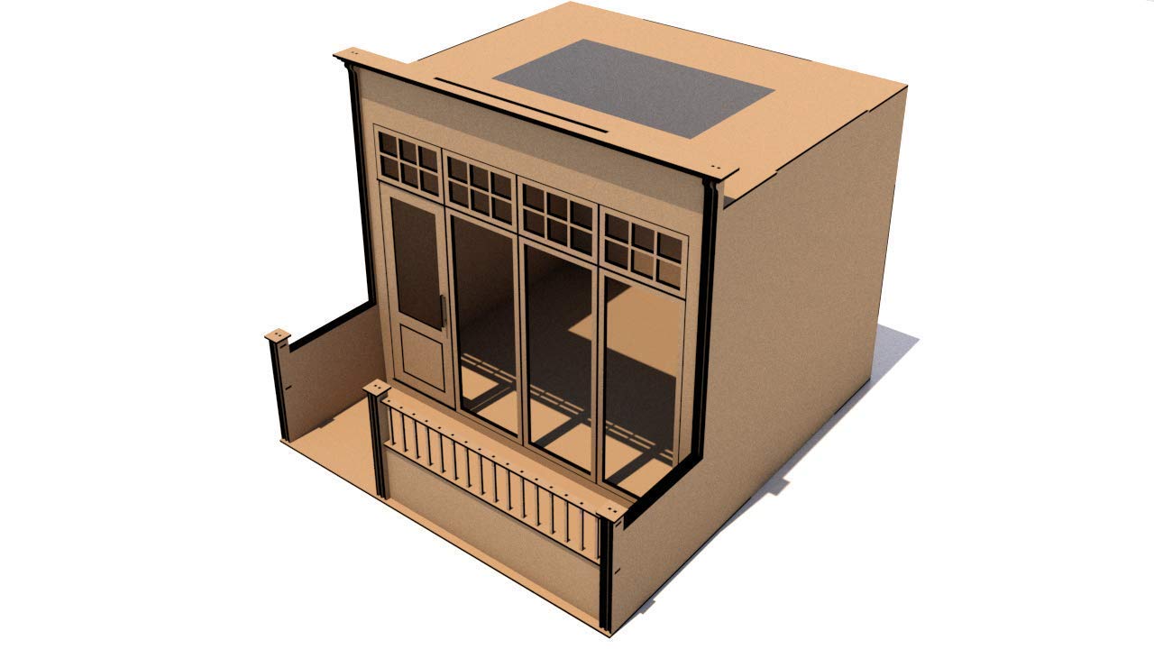 Shop Box With Front Patio Kit - Dolls House Miniature - 12th Scale