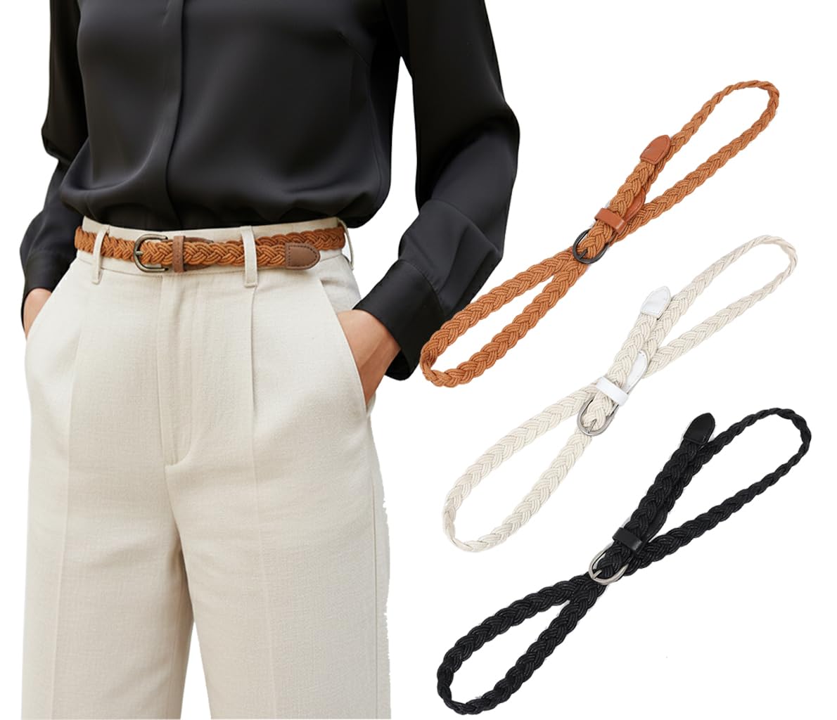 wildhorn Women Cotton Braided Hand Made Casual Belt for Ladies | Handwoven Belt for Long Shirts and Dresses-picture-14