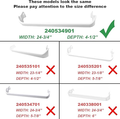 Vista 4 de [Actualización] 240534901 Barra de estante para puerta de refrigerador apta para frigidaire kenmore Reemplazar 948954 AP3214630 PS734935 EAP734935