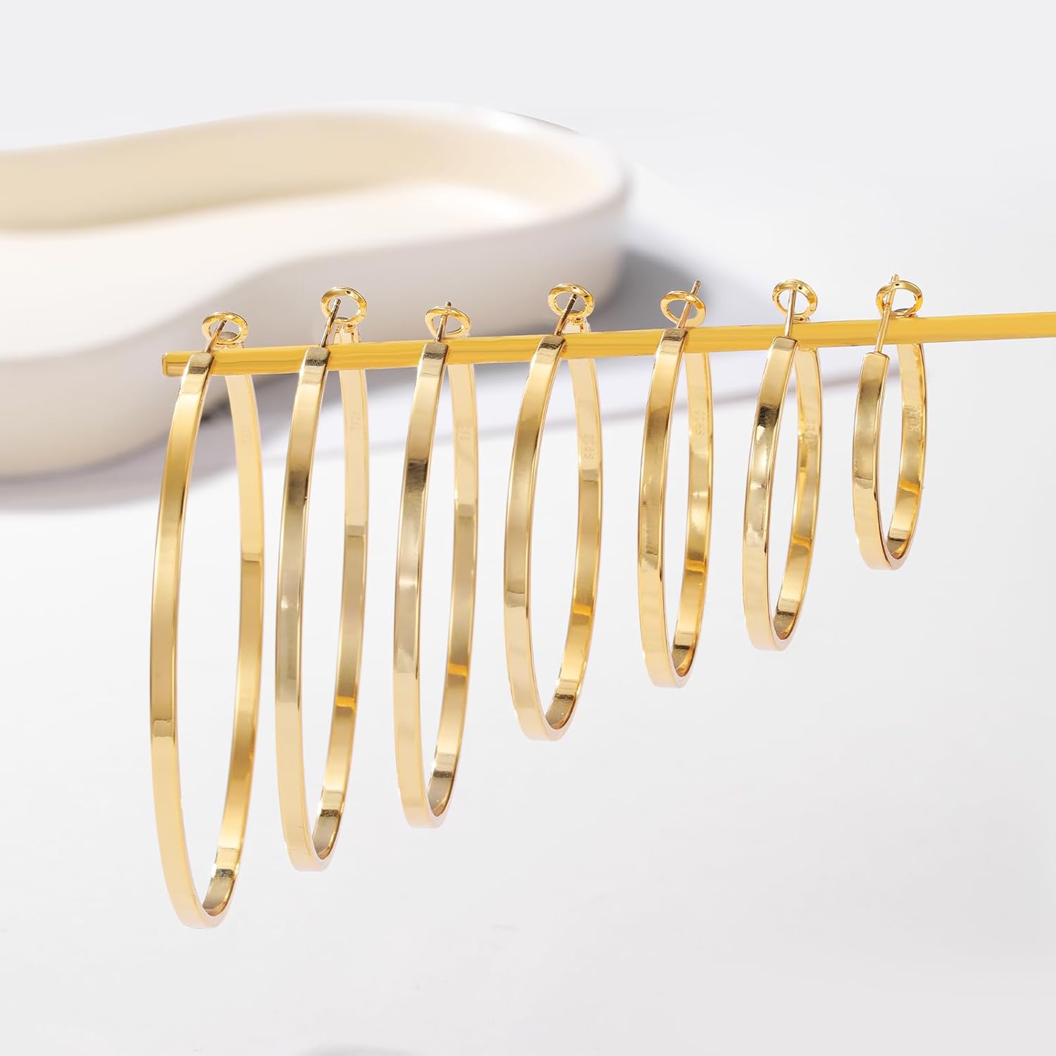 LOUMILEO Sterling Silver Hoop Earrings Large Silver Hoop Earrings for Women Lightweight Big Hoops Earring Hypoallergenic Thin Hoops Earring for Women 30/40/50/60/65/70MM - Image 7