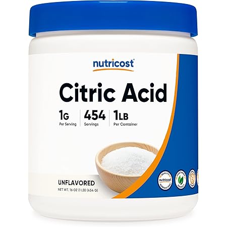 Nutricost Citric Acid Powder (1LB) - 1G Per Serving, Non-GMO, Gluten Free, Vegetarian Friendly