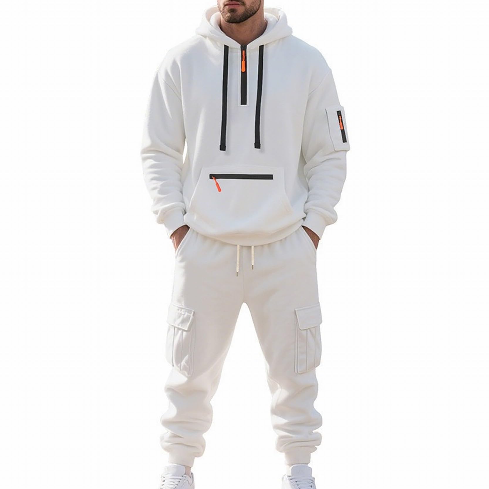 Tuta Uomo Completa Felpe con Cappuccio e Pantaloni Tute Sportive Invernale Jogging Tuta Casual