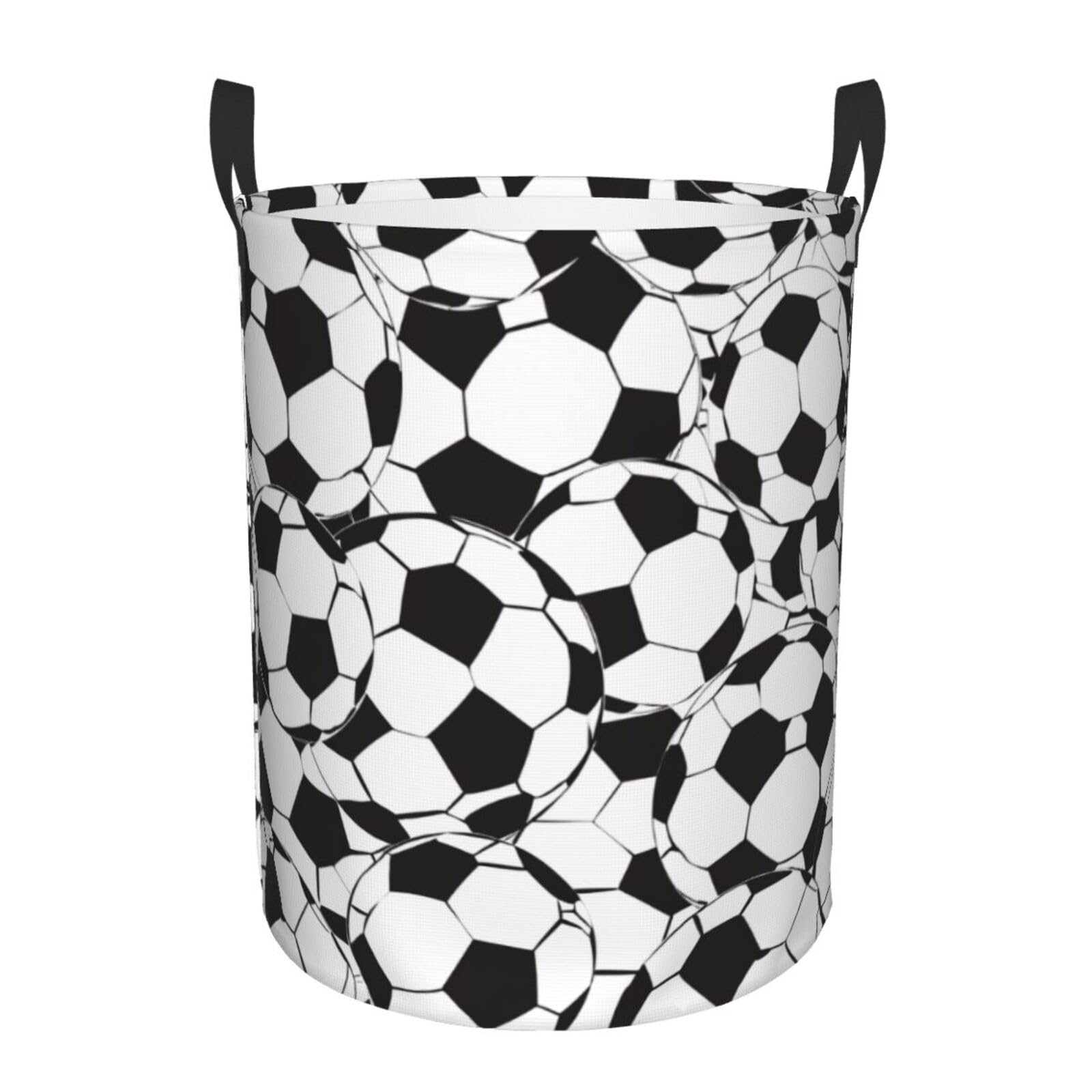Panier à linge football pour chambre d'enfant bac à jouets étanche noir et blanc 40x50cm
