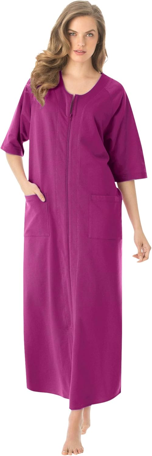 Plus Size Women's Zipper Terry Cloth Robe Women's Plus Size