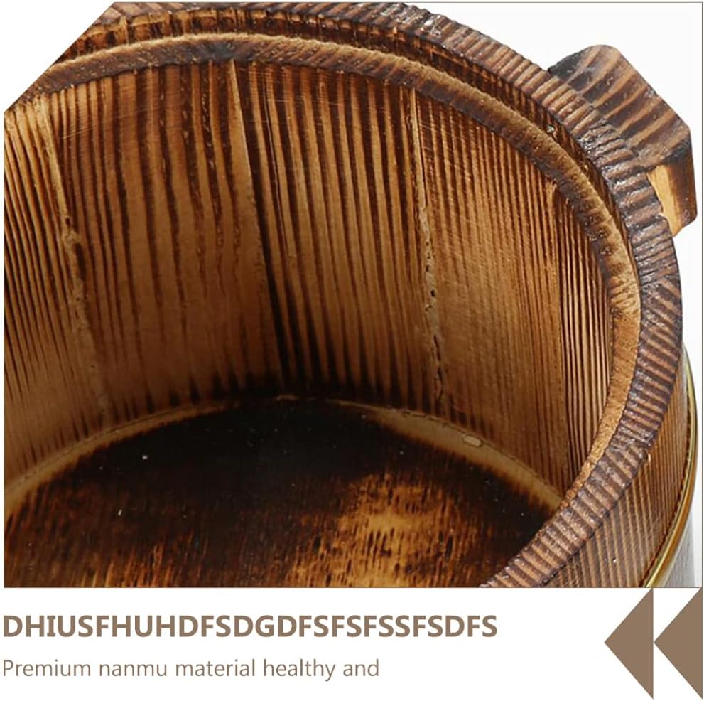 DOITOOL Sushi Rice Cooling Bowl Wooden Rice Bucket Wooden Barrel Hangiri Sushi Oke Mixing Tub Warmer for Home Restaurant Bowl, 16X11CM