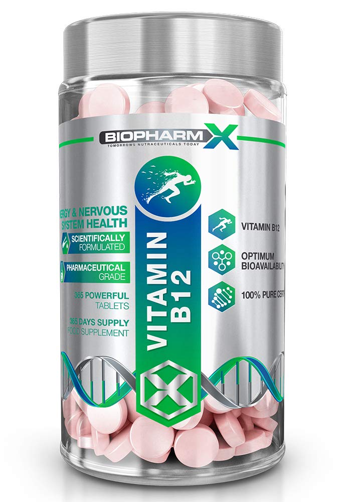 Premium Vitamin B12 1000mcg (365 Tablets / 1 Year Supply) 100% Pure Certified & Maximum Strength