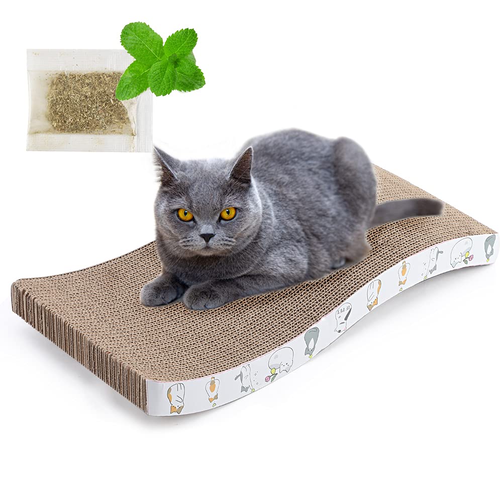 EMUST Cat Scratching Pad, Durable Curved Cat Cardboard Scratcher with