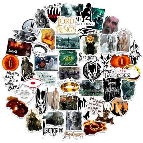 Lord of The Rings Dark Forces 50ct Vinyl Large Deluxe Stickers Variety Pack - Laptop, Water Bottle, Scrapbooking, Tablet, Skateboard, Indoor/Outdoor
