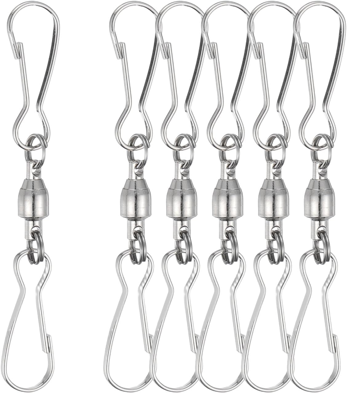 PATIKIL 70mm Swivel Hooks Clips for Wind Spinners, 6Pcs Stainless Steel 360 Degree Windsock Supplies Wind Chime Hanger for Windsock Bird Feeder Party Garden Bells, Silver