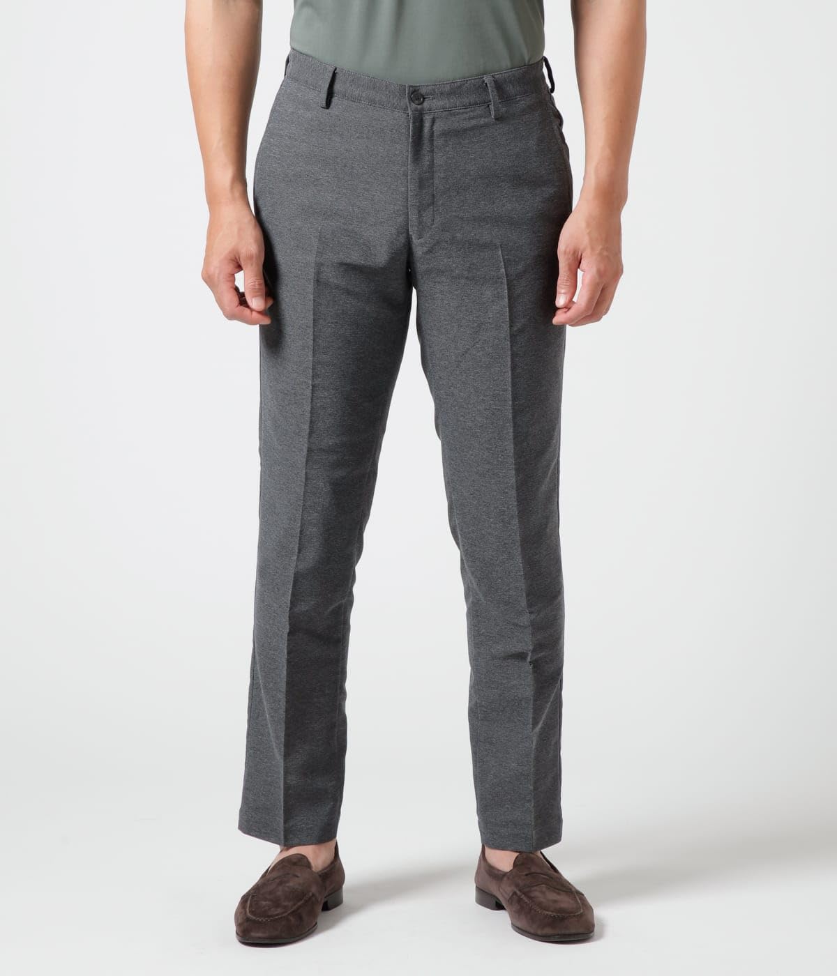 [ニューヨーカー] パンツ 【通気性・ストレッチ】 ミックスカラミ シャーリングパンツ メンズ グレー M