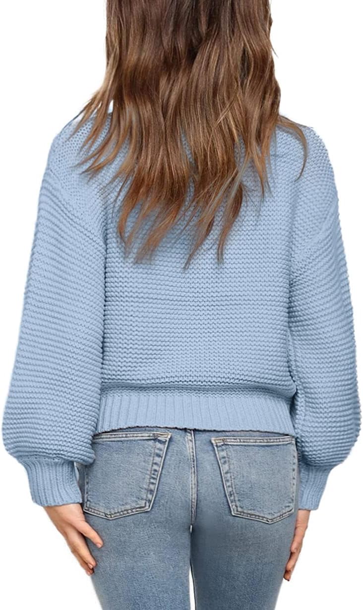 Imily Bela Girls Mock Neck Pullover Sweaters Casual Long Sleeve Knit Jumper Tops - Image 2