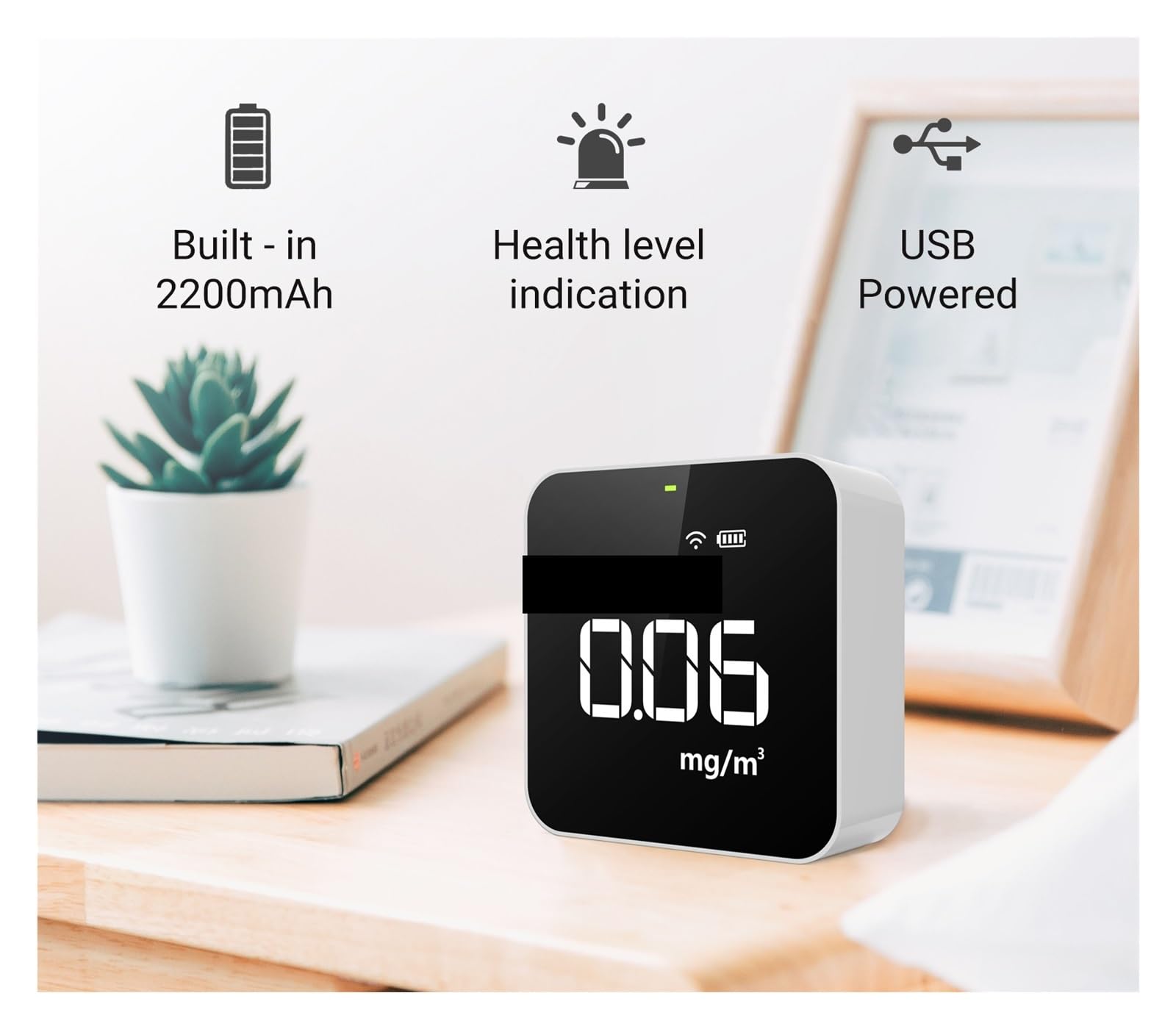 Misuratore di monitoraggio a qualità 'aria for rilevatore formaldeide PM2.5 TVOC HCHO Registrazione dati in tempo reale,Alta Precisione