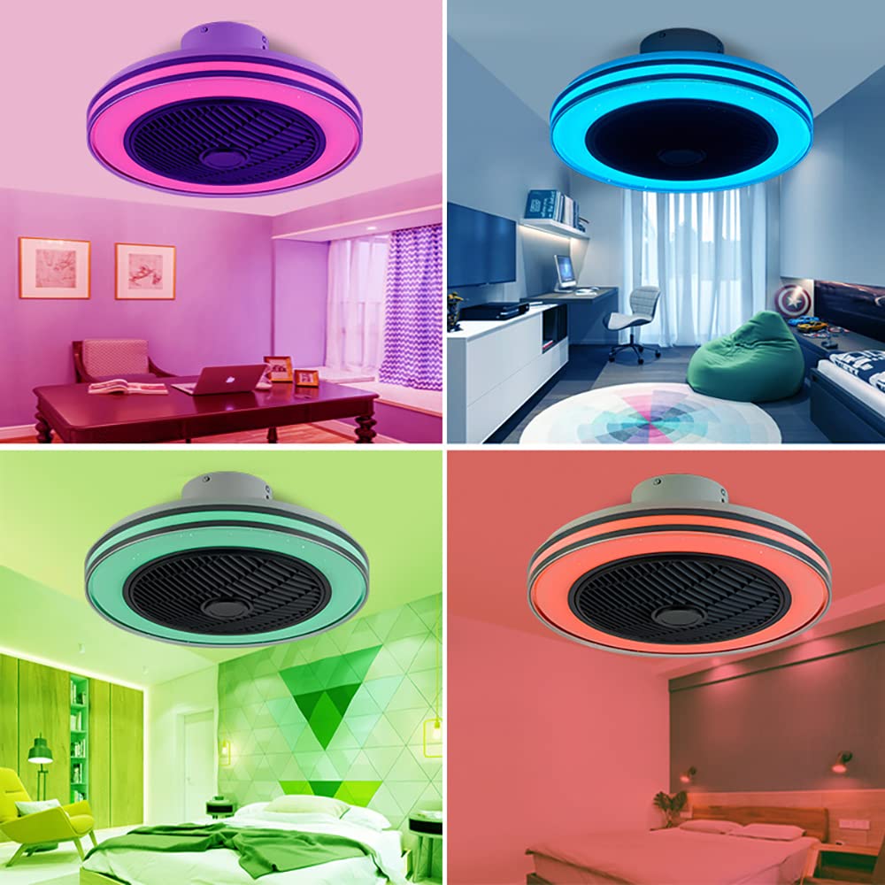 Leise LED Deckenventilator Mit Beleuchtung und Bluetooth Lautsprecher RGB Musik Ventilator RGB Deckenleuchte Mit Fernbedienung Dimmbare Fan Deckenlampe für Schlafzimmer Kinderzimmer Lampe Lüfter Licht