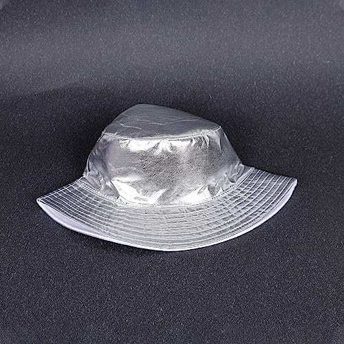 Image of Unisex Metallic Bucket Hat Waterproof Holographic Bucket Hat Fishing Hat Trendy Hip Pop Sun Cap