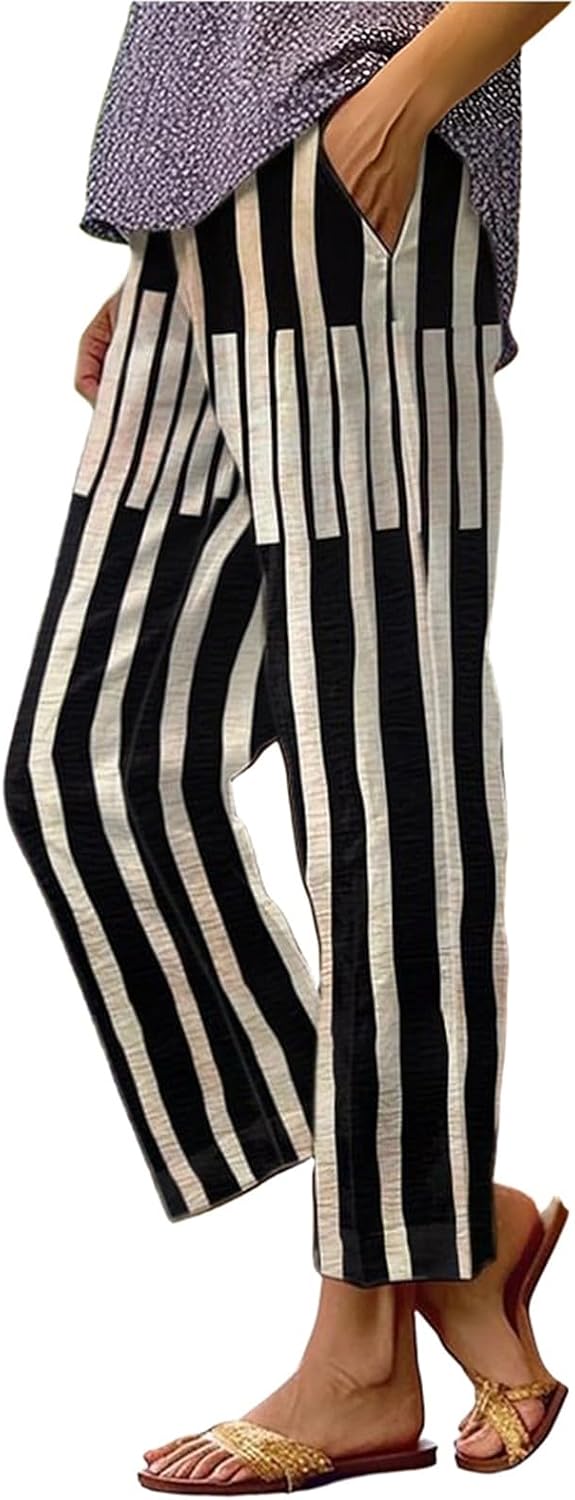 Generisch Casual Wide Beach Trousers for Everyday Use - Comfortable Stretch Comfort Elastic Cut Flowing Design Versatile Wear Ideal for Relaxed Style