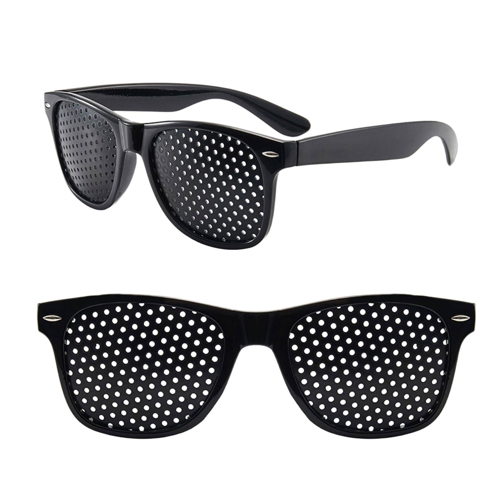 Nzexlyva 2 Pcs Pinhole Glasses, Lunisk Correction Glasses, Eyes Exercise Vision Correction Glassses for Eyesight Protection Strengthening Pinhole Glass, Long Distance Glass for Driving(Black)