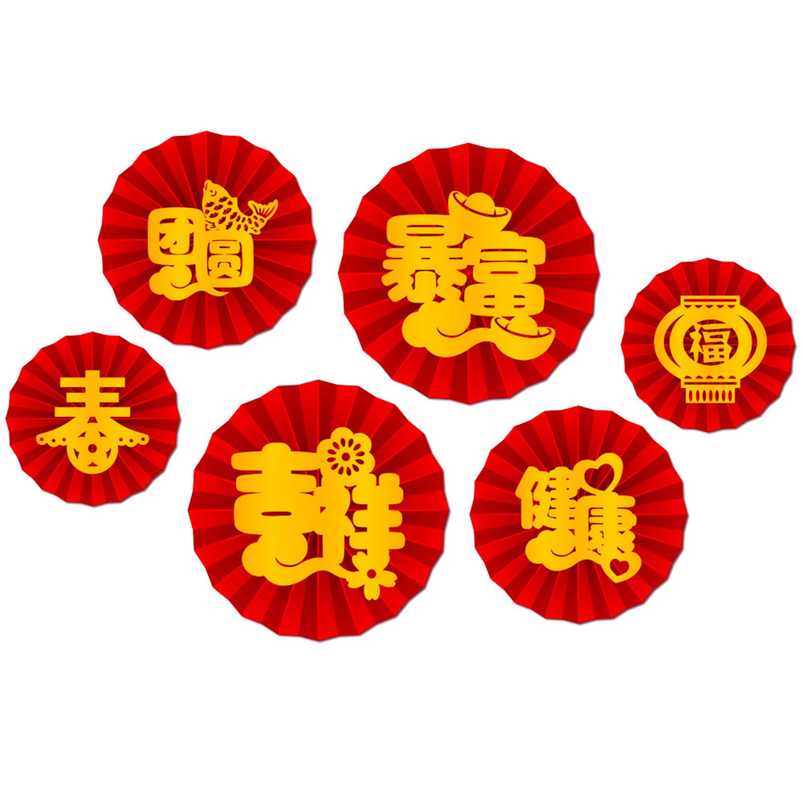 HDUBKHE Stylish 2024 Paper Fan Decorations Bring Festive Atmospheres with Delicate Designs Bring Festivity to Home, School Spring Festival Party Background