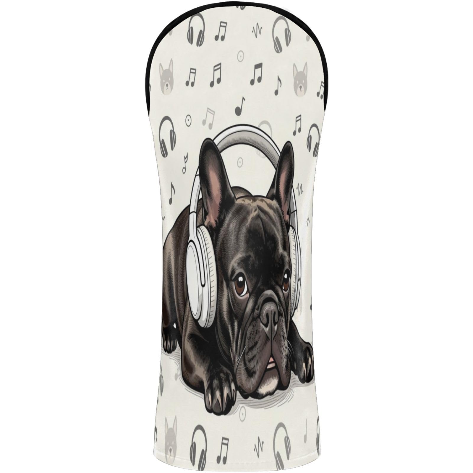 Golf Club Head Cover Headcover with Interchangeable No. Tags for Woods and Driver Fairway Hybrid Cute French Dog Head S Dog Bull Dog