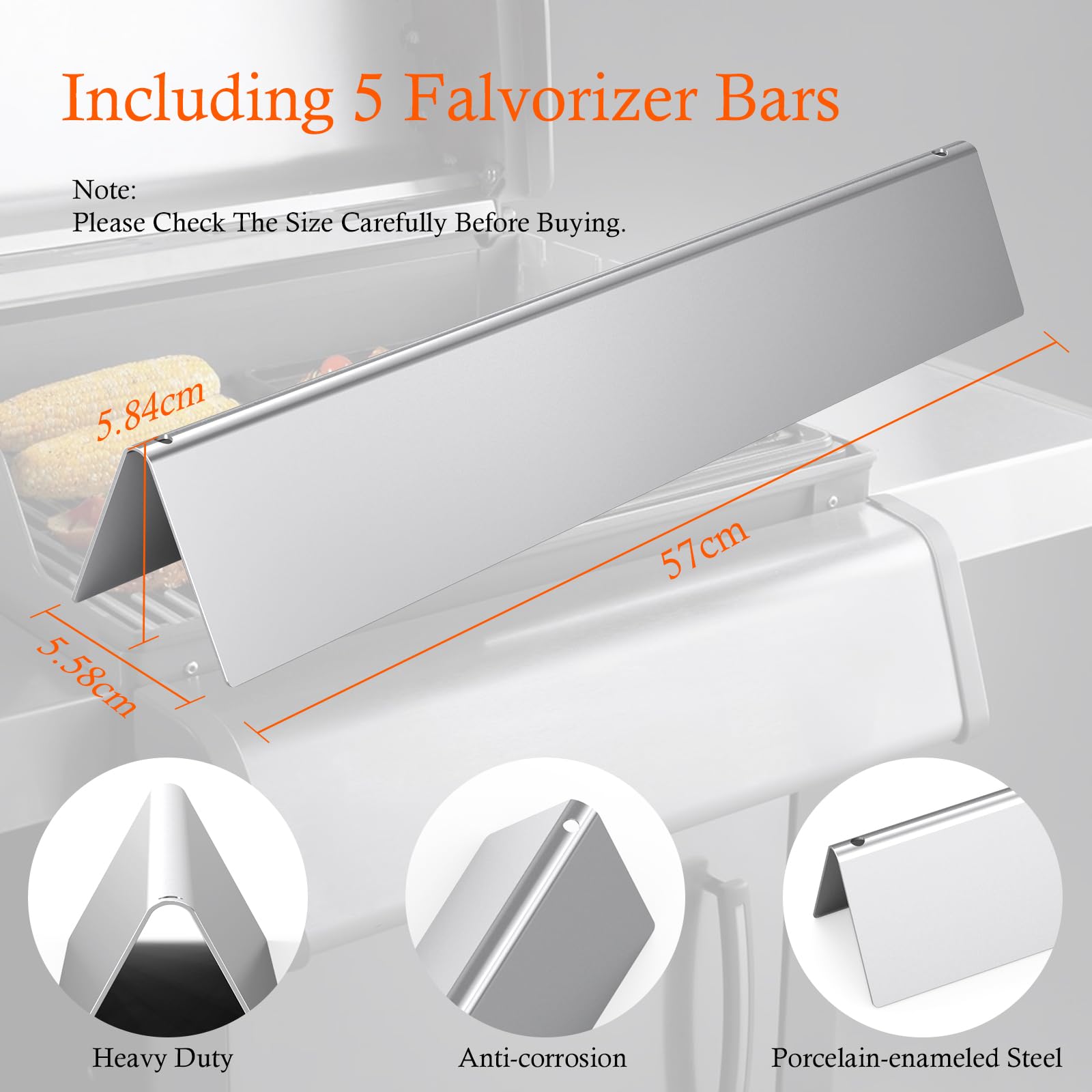 7537 Barras Flavorizer en acier inoxydable,57 cm pieza de repuesto de accesorios para barbacoa de parrillas de gas,pour Weber Spirit série 300 (avec boutons de brûleur latéral),Spirit 700,Weber 900