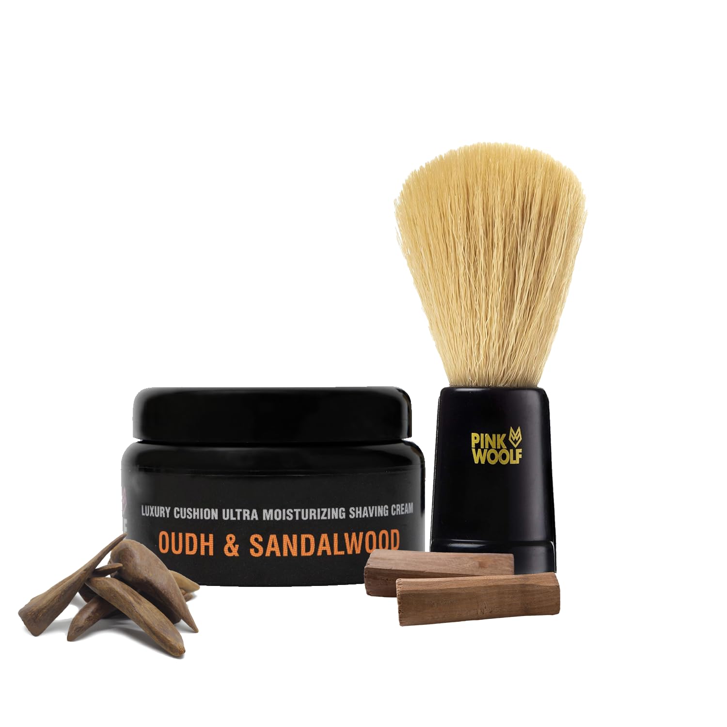 - Luxury Ultra Moisturizing Oudh & Sandalwood Shaving Cream For Men & Soft Shaving Brush With Velvet Handle 22Mm Knot, Starter Shaving Kit For Men - (Combo Pack Of 2)
