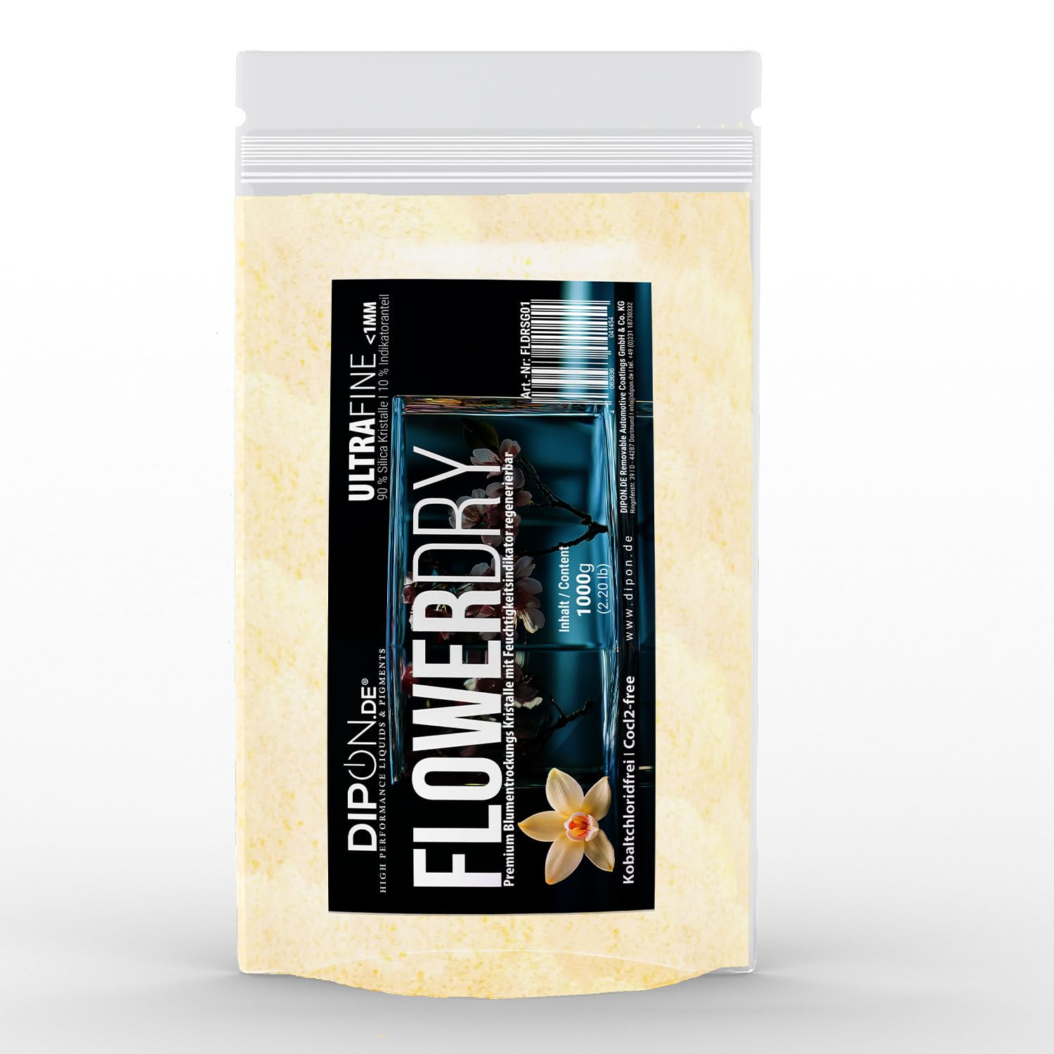 FlowerDry Ultra Fine mit Feuchte Indikator Blumentrocknung Kieselgel zum Trocknen von Blumen, Feinen Kristallen, Trockenmittel, Wiederverwendbares Blumenschutzmittel (5 kg (5 x 1 kg) Tüte)