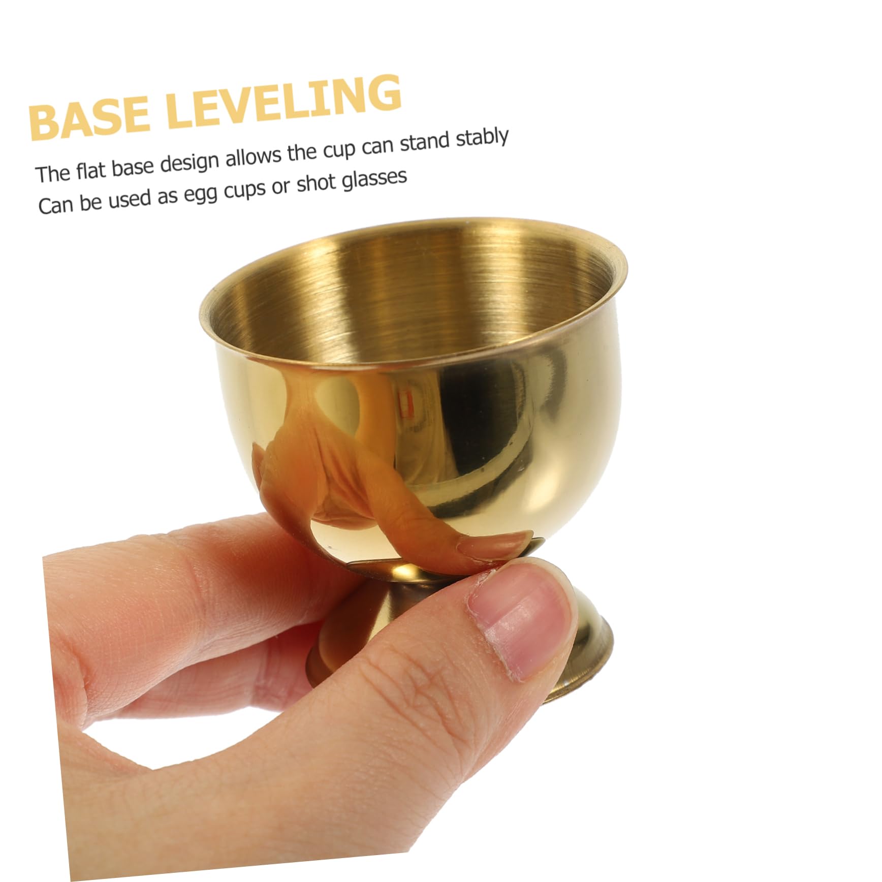 MOLUCKFU 6pcs Egg Tray Novelty Egg Cups Boiled Eggs Shell Cup Kitchen Cups Offering Cups Holders Candy Containers Mini Shot Glasses Egg Holder Cocidos Topper Stand Stainless Steel Golden