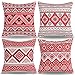 Housses De Coussin Boho Taie D Oreiller Coussin Ethnique Taie D Oreiller Rouge Housse De Coussin Abstrait Housse Coussin Lin Coussin Geometrique Taie Oreiller 45X45 Lot De 4 Pour Canapé Chambre Maison
