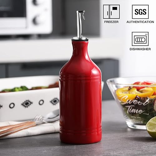 Miniatura 2 de Sweejar Botella dispensadora de aceite de oliva de cerámica, protege para reducir la oxidación, adecuada para almacenamiento de vinagre, jarabes