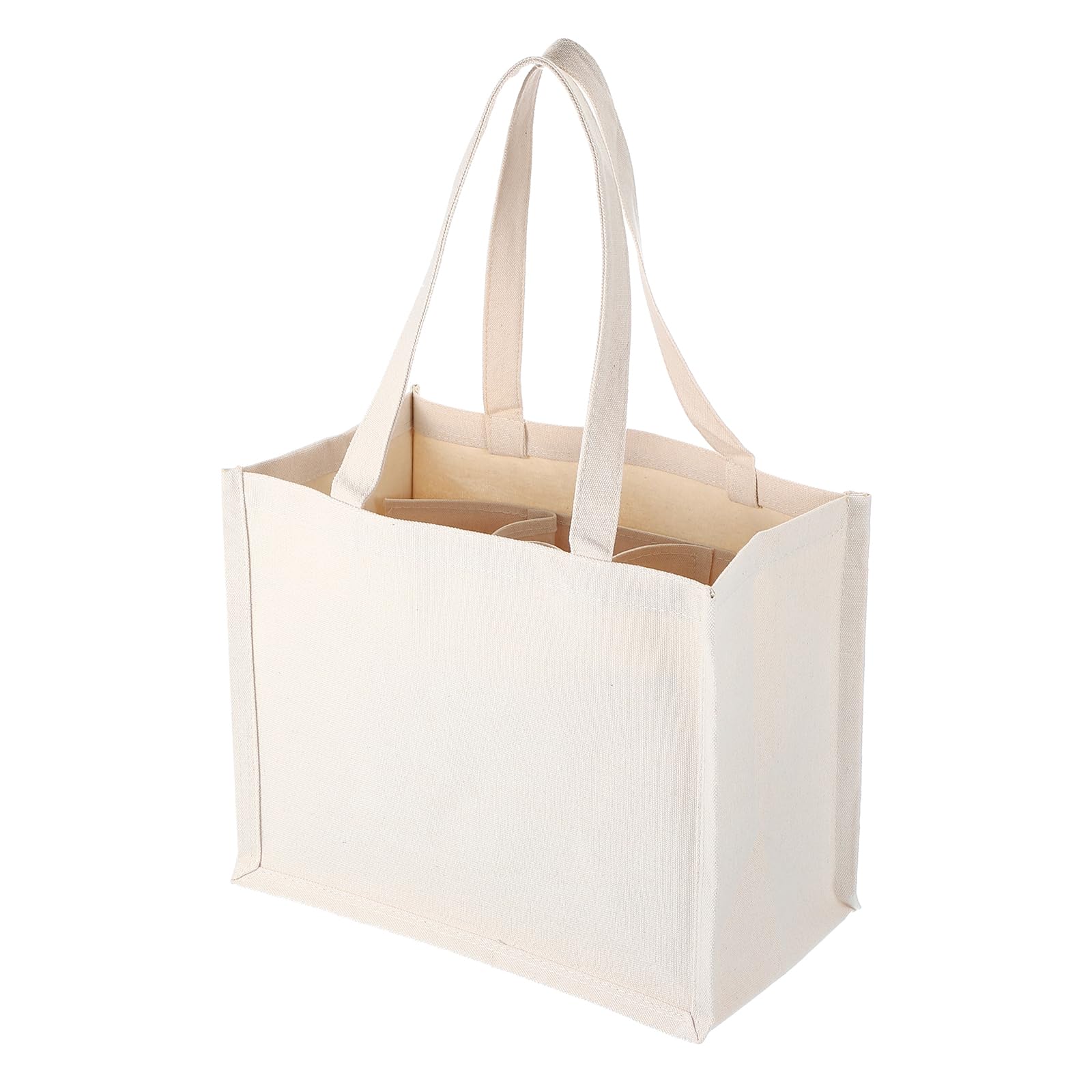 PATIKIL 6 Flaschen Wein-Tragetasche, Weinflaschen-Tragetasche mit Trenner, Wiederverwendbare Wein-Aufbewahrungstasche, Filz-Einkaufstaschen, Tragbare Geschenktasche, Beige