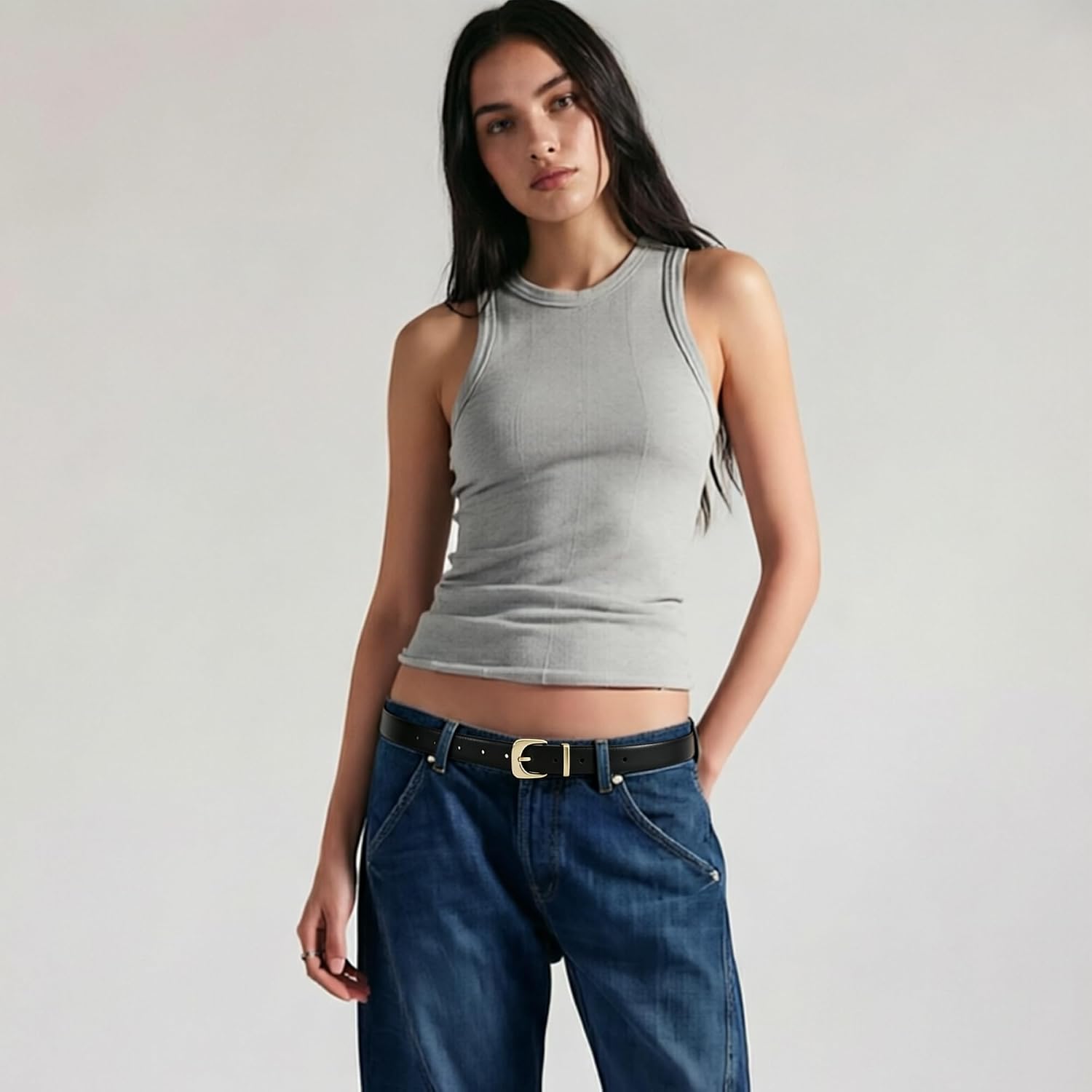 Earnda Belts for Women Faux Leather Waist Belt with Gold/Silver Buckle
