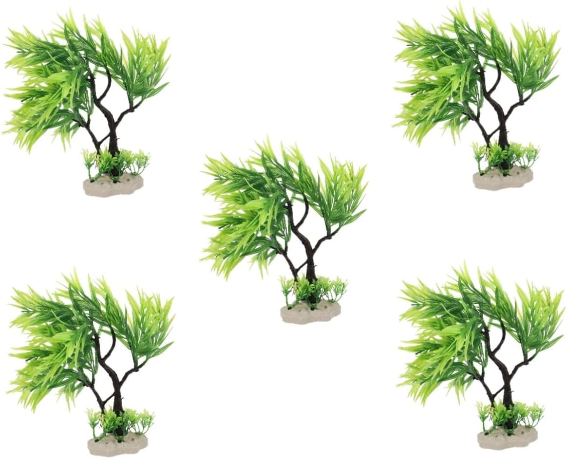 Mipcase 5pcs Faux Aquarium Tree Decoration Realistic Underwater Plastic Fish Tank Ornament for Aquatic Decor Provides Hiding Spots for Fish for Aquariums