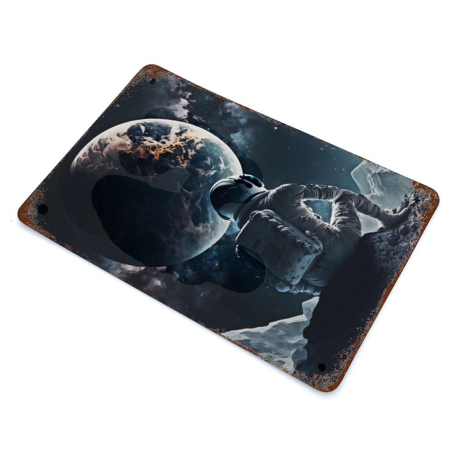 Astronaut Is Sitting Vintage Rust Metal Sign 11.8"x7.9", Farmhouse Wall Decor for Garage, Pub Or Kitchen