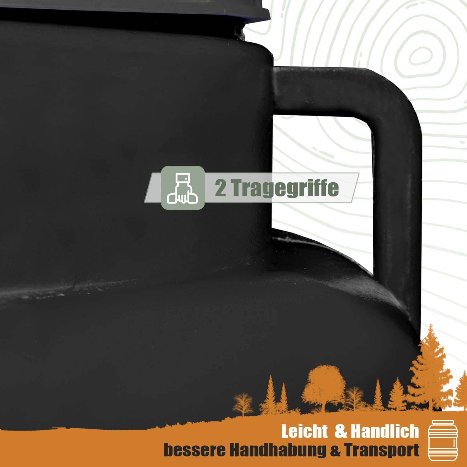 Weithalsfass Futtertonne Hund Gärfass Lebensmittelbehälter mit Deckel Kanister Lebensmittelecht Futter Tonne Pferd Mostfass (Schwarz, 20 Liter)