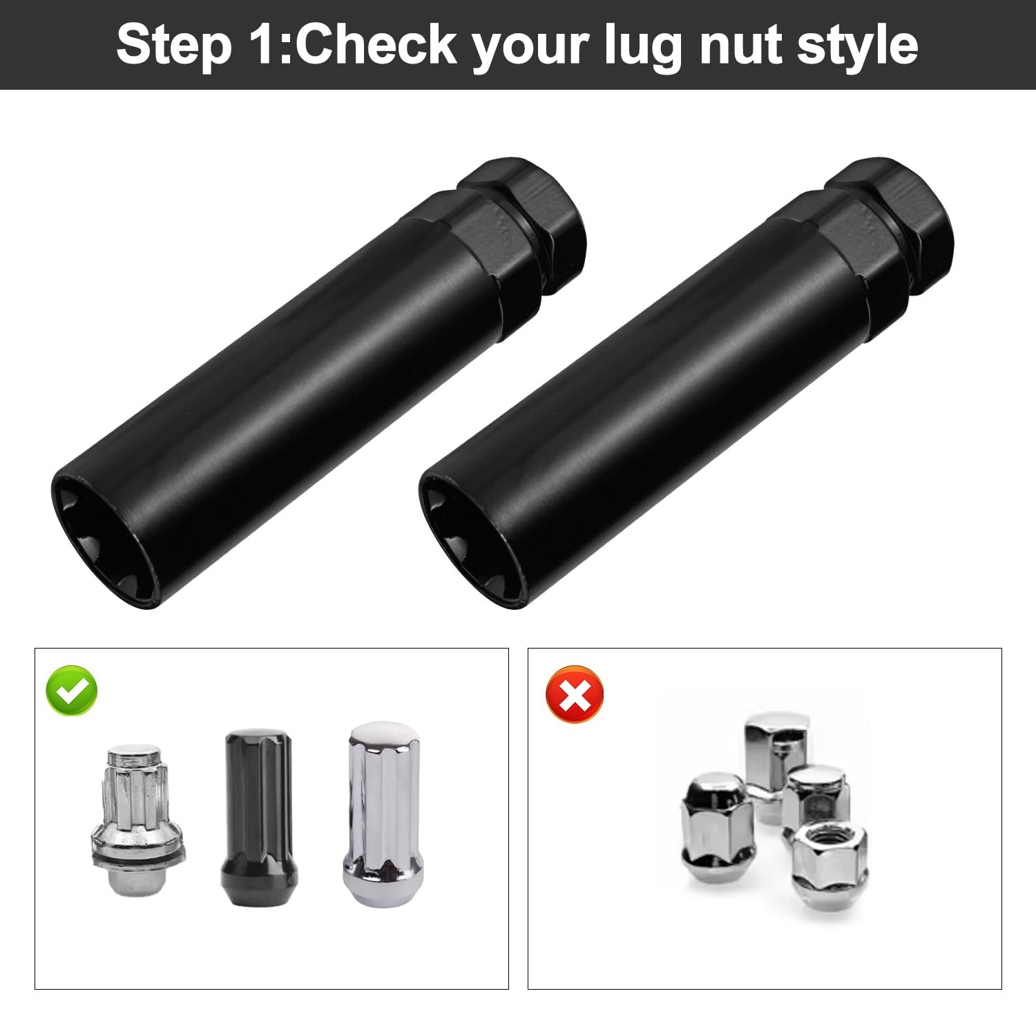 PEUTIER 2pcs Fuel Wheel Lug Lock Key, 7 Spline & 6 Spline Lug Nut Socket Set Fuel Rim Dual-Hex Socket Wrench Replacement Removal Tool for Install and Detach Aftermarket Lug Nuts