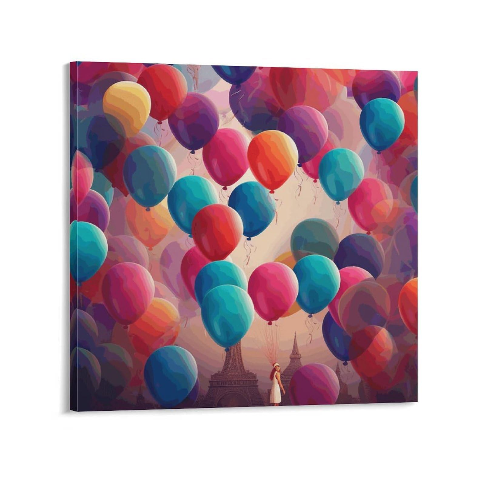 KLOPH Balloon Canvas Wall Art for Living Room 12x12inch Modern Artwork Painting for Bathroom Hanging Canvas Prints Aesthetic Wallart for Bedroom Kitchen Office Wall Decor