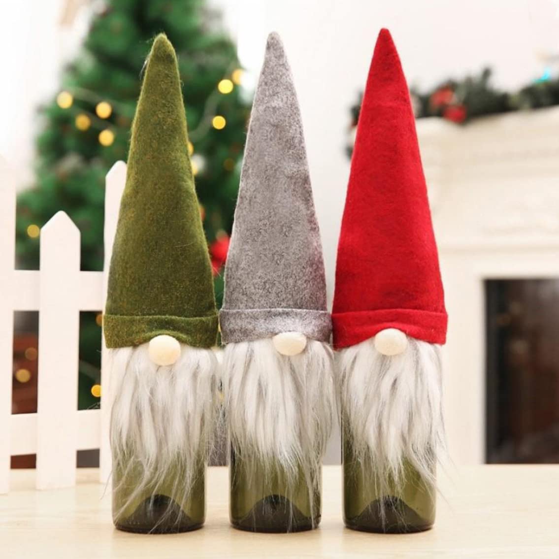 6 pezzi di cappello di Natale copri bottiglia custodia per