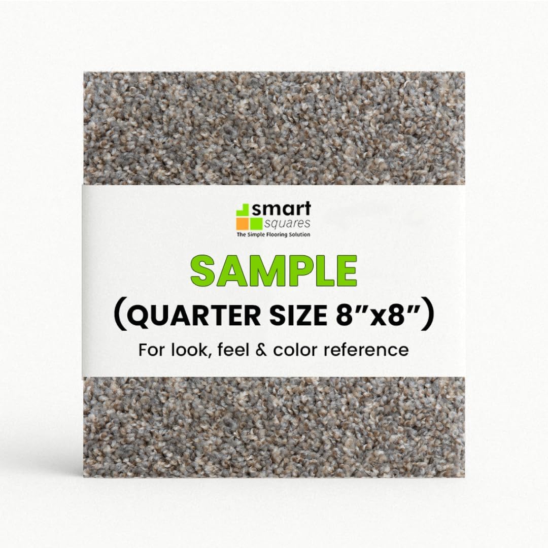 Smart Squares in A Snap Premium Plush Carpet Tiles, Made in USA – 8x8 Peel and Stick Floor Tiles with Attached Padding – Seamless DIY Carpet Squares (0.44 Sq Ft, Sample, 388 Stonehenge)