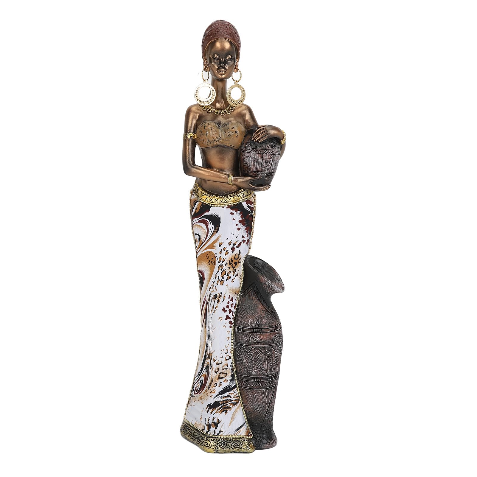 afrykańska kobieta statua ręcznie wykonana z żywicy plemienna figurka damy Vintage realistyczna tajemnicza afrykańska dama rzeźba na półkę na biurko (G04172A)