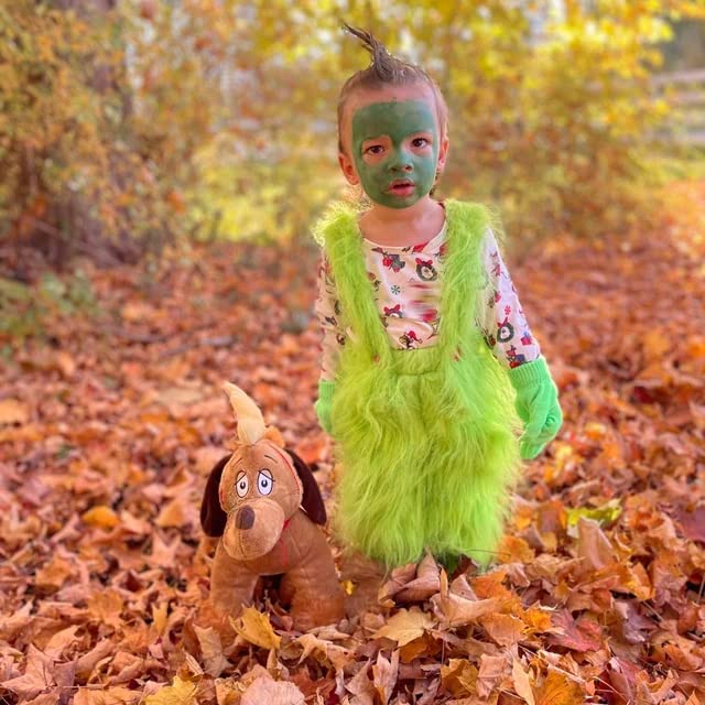 GOOCHEER Infant Baby Girl Boy Christmas Outfits Letter Romper Jumpsuit Dress Green Furry Suspender Skirt Pants Overalls2