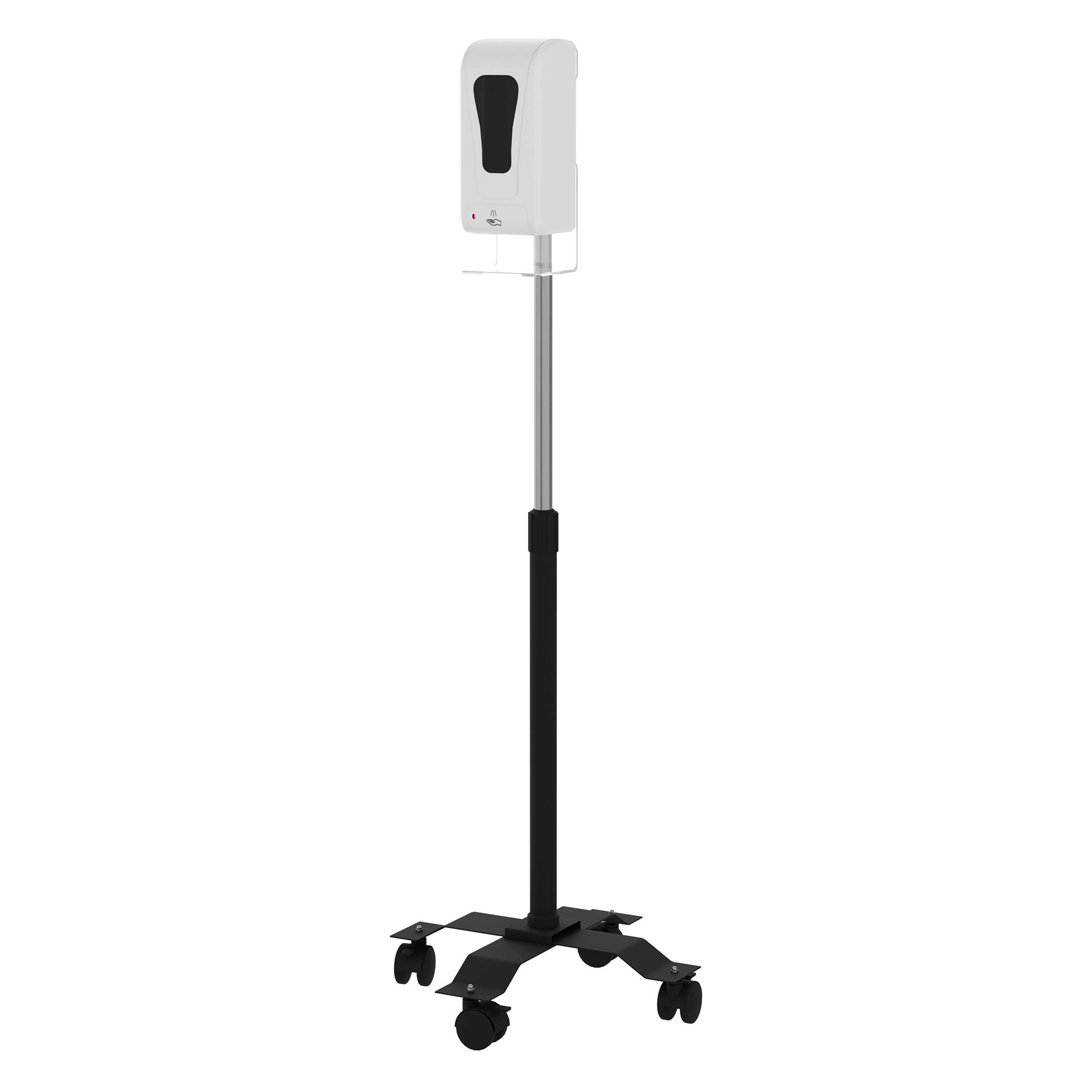 Floor Stand Dispenser - CTA Compact, Height-Adjustable, Mobile Automatic Soap/Hand Sanitizer Dispenser Floor Stand with 4 Swivel Casters (SAN-CGSD) - Black