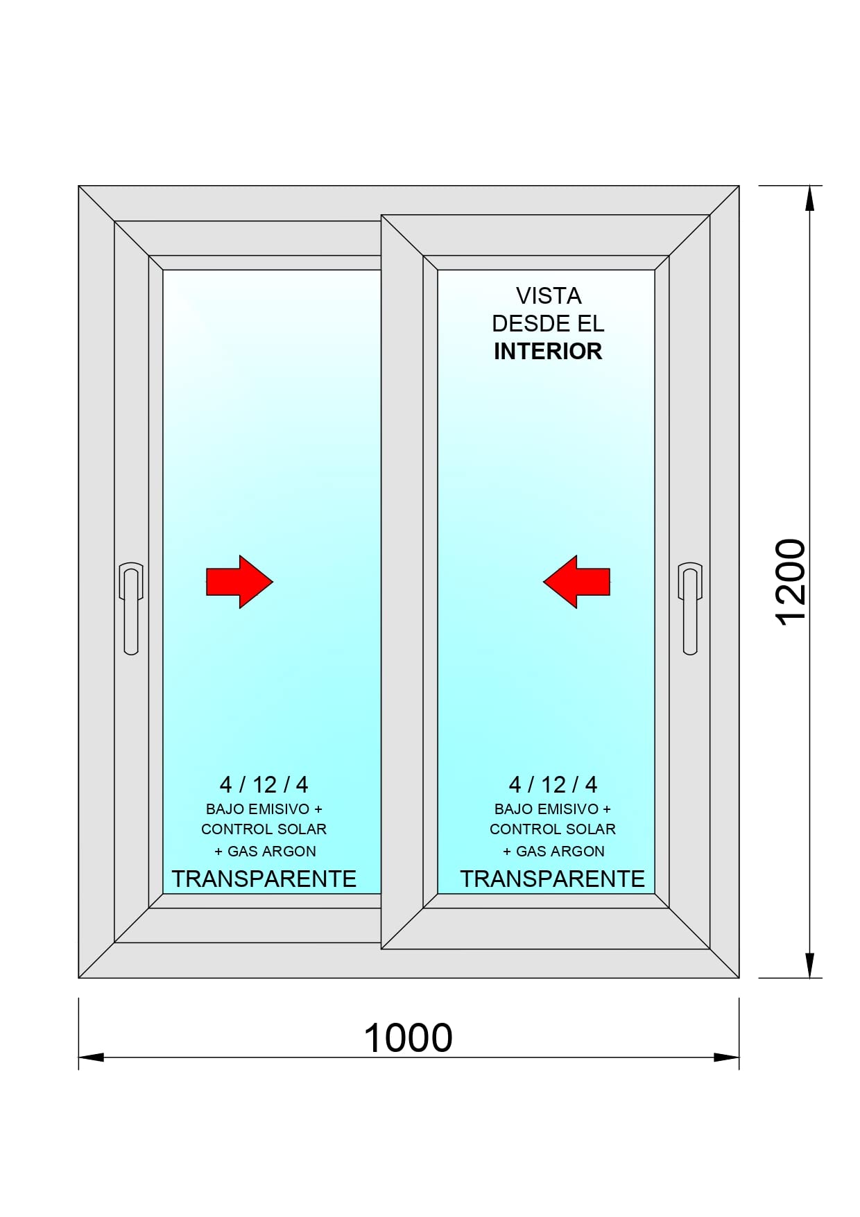 Ventanastock Ventana PVC 1000x1200 Corredera 2 hojas