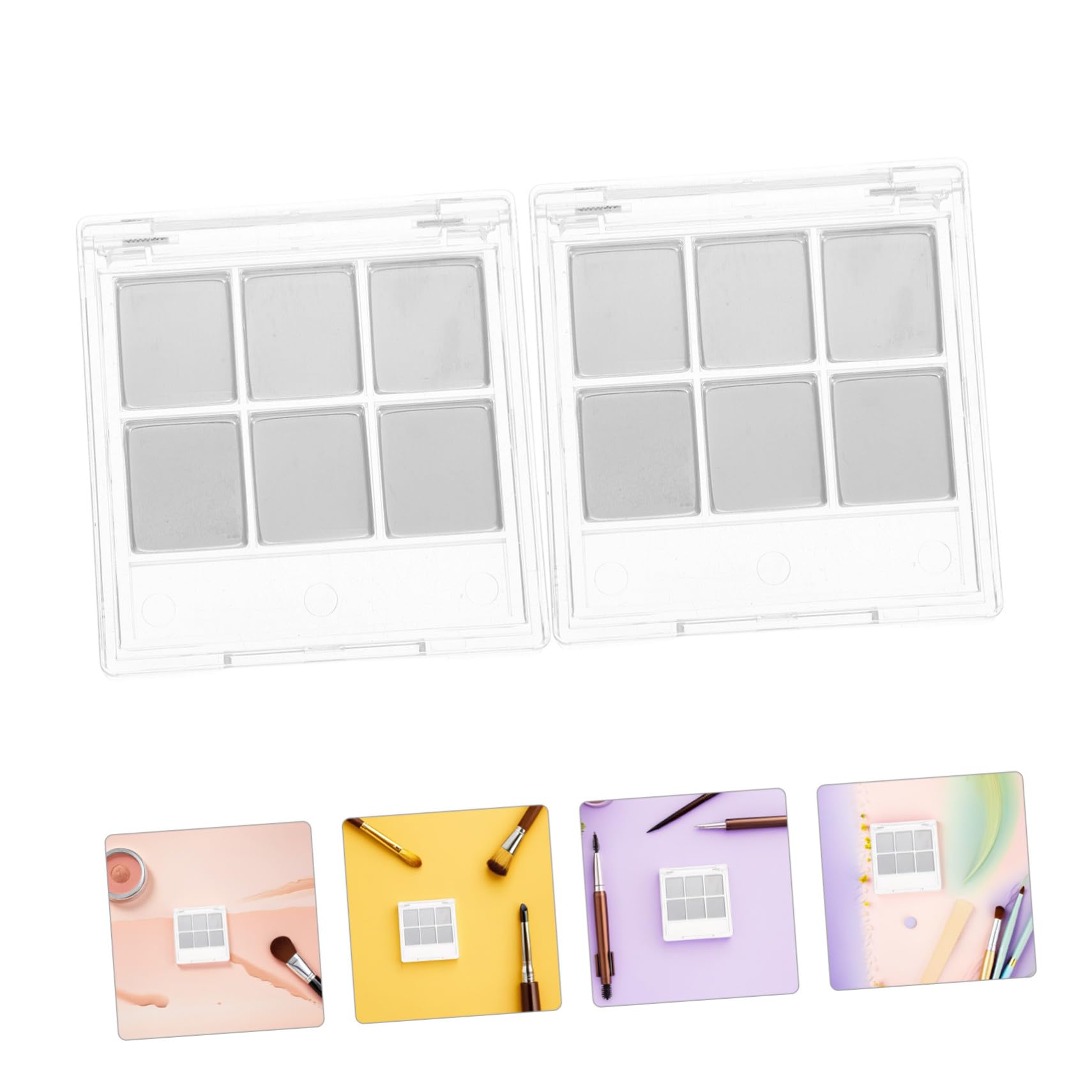 12 Juegos Paleta Vacía para Sombras de Ojos Transparente con Compartimentos y Soporte para Brochas Estuche Portátil para Almacenamiento de Maquillaje DIY Organizador Resistente