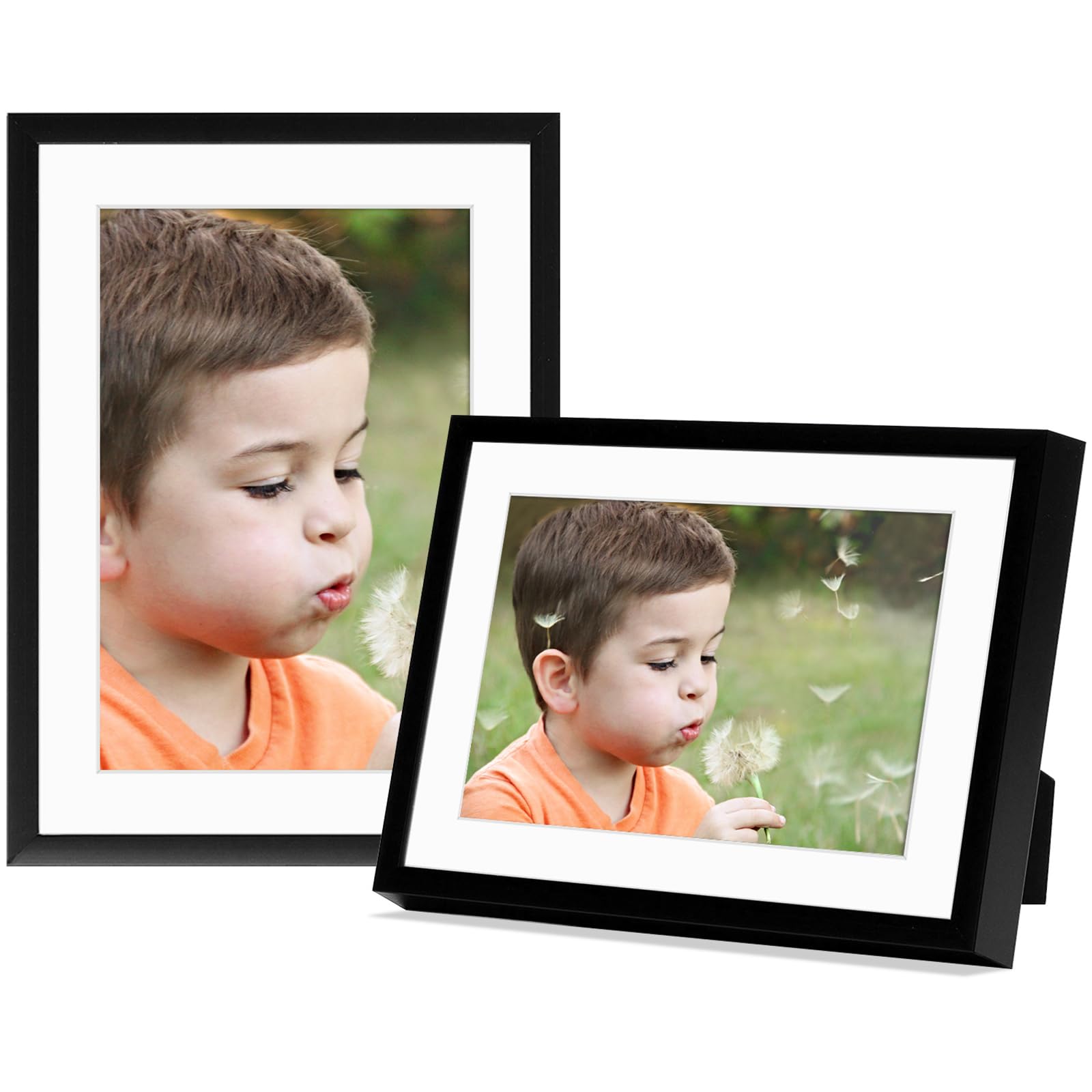 Frametory5x7 Black Aluminum Picture Frame - Set of 2 - Ideal for Displaying 4x6 Photos with Mat or 5x7 Without Mat - Real Glass Front - Simple Gallery Wall Frames for Art Prints and Posters