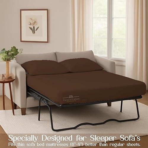 Miniatura 157 de Juego de 4 piezas para sofá cama, 100% algodón de 400 hilos, sábana bajera con bolsillos profundos, suave, sin arrugas y transpirable, calidad